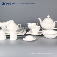 bulk pure white KUNLUN customize logo ceramic tea set plain white porcelain tea set